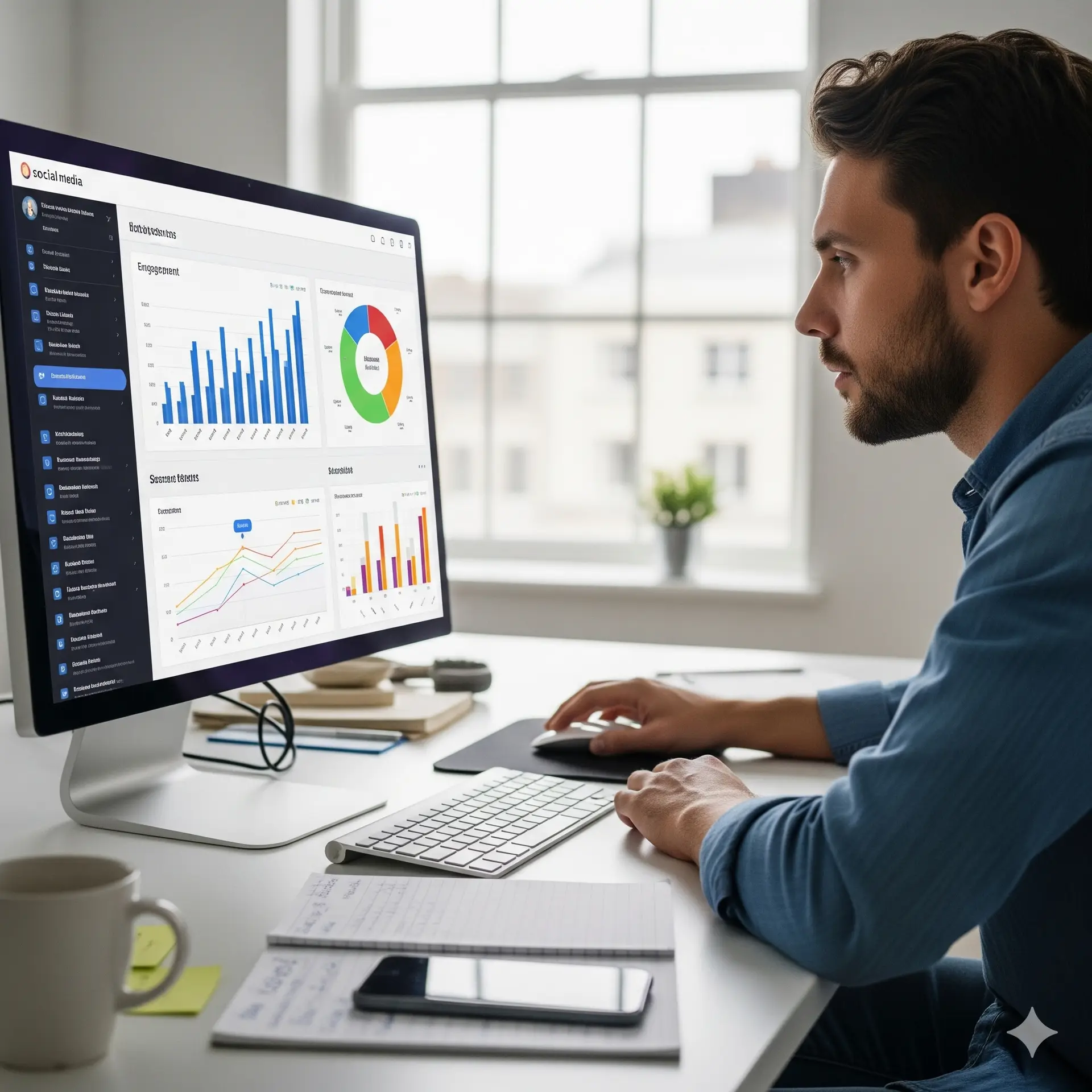 un collaborateur qui gère les réseaux sociaux